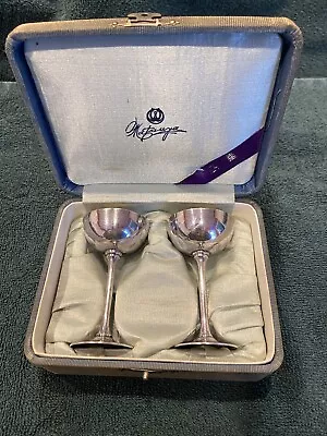 Simple Beautiful Sterling Wine Cups/Glasses Meiji Period 1900’s W/ Fabric Box • $85