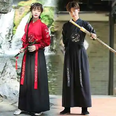 Women Men Chinese Hanfu Set Unisex Ancient Costume Tang Suit Stage Outfit • £32.52