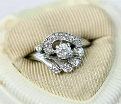 Antique Engagement Wedding Ring 14K White Gold Over 1.10Ct Lab-Created Diamond • $120