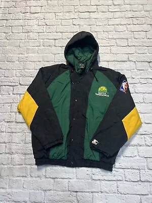 Vintage 90s Starter Seattle Supersonics Full Zip Jacket Size Xl Nba • $175