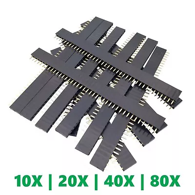 $5.69 • Buy 40-Socket Female Header 0.1  2.54mm PCB Strip Connectors 10/20/40/80 Piece Packs