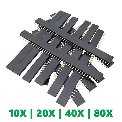 40-Socket Female Header 0.1  2.54mm PCB Strip Connectors 10/20/40/80 Piece Packs • $5.69