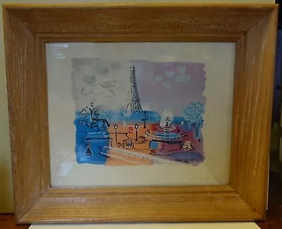 1pics MIDCENTURY FRENCH MODERNIST LITHOGRAPH Charles Cobelle Eiffel Tower 1950s • $65