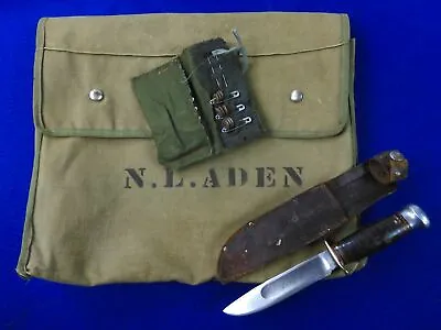US WW2 USMC Marine Corps Veteran Marbles Fighting Knife W/ Sheath Bag Kit • $325