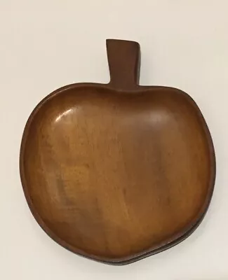 Vintage Mahogany Apple Or Pumpkin Shaped Dish Bowl Shipwreck Shop 6.25” X 7.25” • $19.99