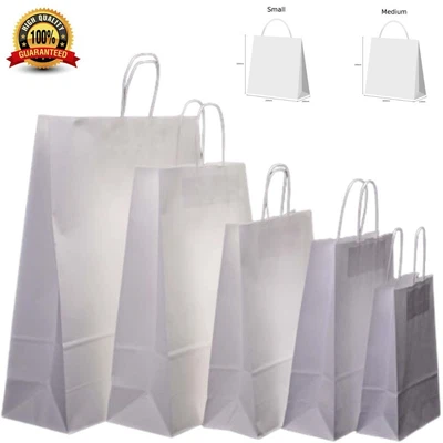 £0.99 • Buy White Paper Bags Twist Handle Party And Gift Carrier / Paper Bags With Handles