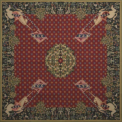 Dame A La Licorne Decorative Floral & Animals Medieval Belgian Throw 59x59 In • $266