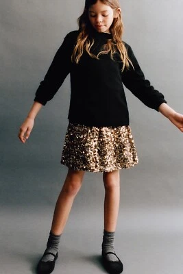 $14 • Buy Zara Girls 13-14 Gold Sequin Skirt