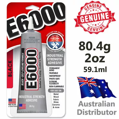 E6000 Industrial Strength BLACK Opaque Glue Craft Adhesive 80.4g 2oz 59.1ml Tube • $19