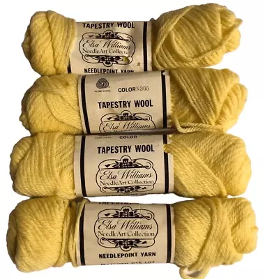 Elsa Williams Needlepoint Yarn Pure Wool Four 40 Yard Skeins N305 Yellow Vintage • $10