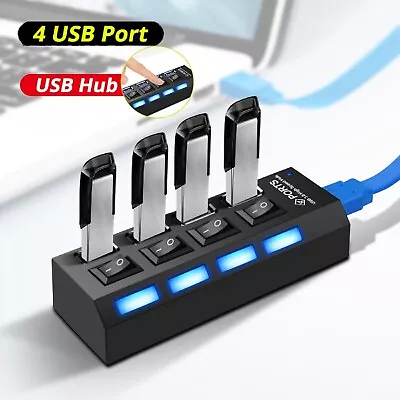 Multi USB 3.0 Hub 4 Port High Speed Slim Compact Expansion Smart Splitter • $17.49