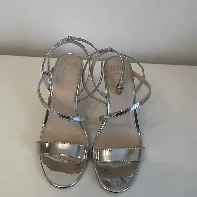 Faith Silver Heeled Sandles Size 5 Wide Fit • £5