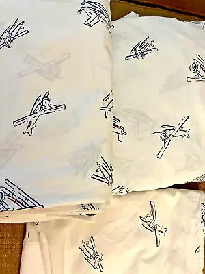 Eddie Bauer Twin Flat Fitted & Pillowcas Turkish Cotton Sheet Set Sea Airplanes • $25