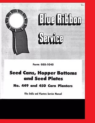 IH McCormick Combination Hopper & Bottom Blue Ribbon Service Manual Farmall Cub • $15