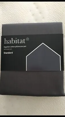 Habitat Egyptian Cotton Standard Pillowcase Pair -Slate Grey - 400 Thread - BNWT • £6