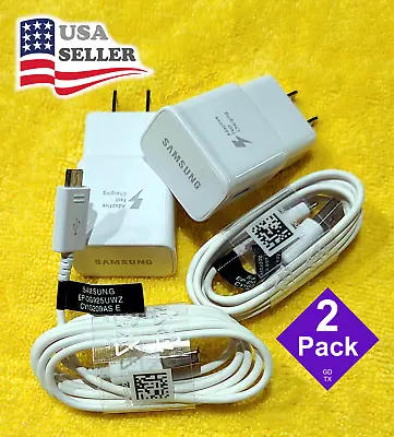 NEW! Samsung OEM EP-TA20JWE Adaptive Fast Wall Charger X 2 + Micro-USB Cable X 2 • $9.99