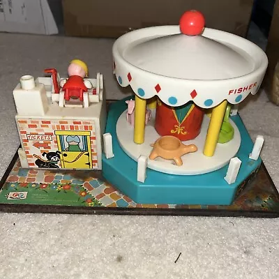 Vintage 1972 Fisher Price Little People Music Box Merry Go Round Carousel Works • $24.99