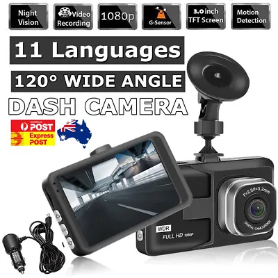 $20.99 • Buy 3  LCD Car Dash Camera Cam 1080P FHD Video DVR Recorder 11 Languages G Sensor AU