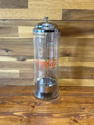 Vintage 1992 Coca-Cola Retro Diner-Style Glass Straw Dispenser Used Free Postage • £39.95