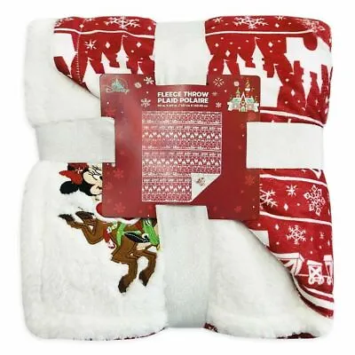 New Disney Store Mickey Minnie Mouse Holiday Fleece Plaid Throw 50 X 60 • $26.99