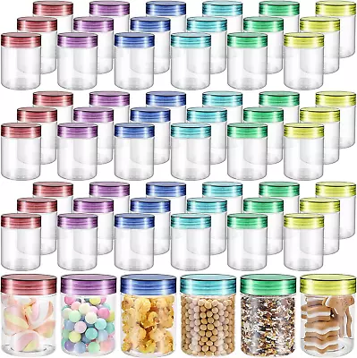 60 Pcs 8 Oz Plastic Jars With Lids Clear Round Leakproof Storage Containers Empt • $54.63