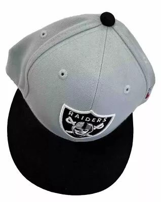 Oakland Raiders Hat Cap Fitted 7 3/8 Gray Black NFL Football Mitchell Ness Men • $19.89