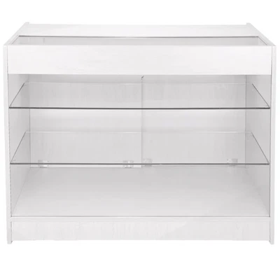 £399.99 • Buy Retail Glass Shelf Product Display Counter Showcase Lockable Cabinet White K1200
