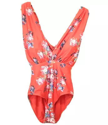 ModCloth Women's Size M Lauren One Piece Swimsuit Floral Print Red Plunge • $24.99