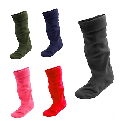 Men Women Ladies Wellie Fleece Wellington Liner Welly Warm Boot Socks 4-7 6-11 • £6.49