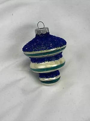 Vintage Shiny Brite Ornament 1950’s UFO Tornado Atomic Style 3” Cobalt Blue • $22.95