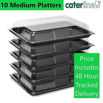 £19.50 • Buy 10 X Medium Buffet Platters & Lids (390 X 295 X 70mm) Parties/events/sandwiches