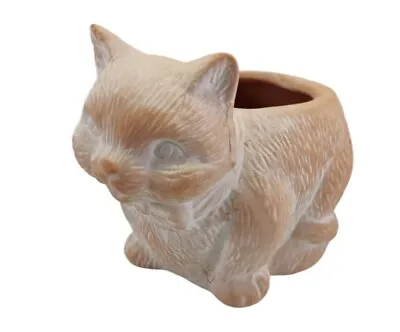 Vintage Terra Cotta Kitty Cat Small Pot Succulent Herb Planter Pencil Holder • $23.98