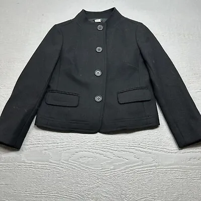 J Crew Blazer Womens 4 Black Wool Blend Button Up Jacket Coat Casual Business • $35