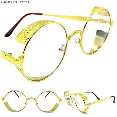 Men's Classy Elegant Retro Hip Hop Style Clear Lens EYE GLASSES Round Gold Frame • $14.99