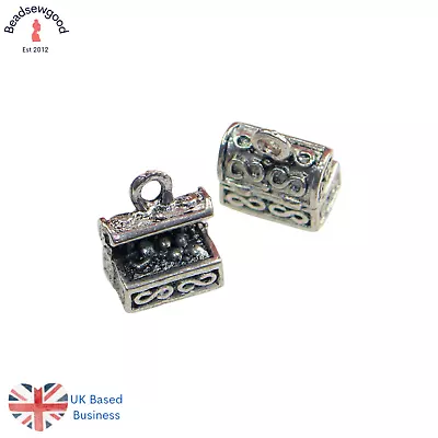 10 3D Treasure Chest Pendant Charms 11mm Nautical Pirate Jewellery Making Charms • £2.79