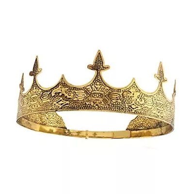 Crown Hair Jewelry Royal King Diadem Men Metal Big Tiaras For Wedding Dark Gold • $31.71