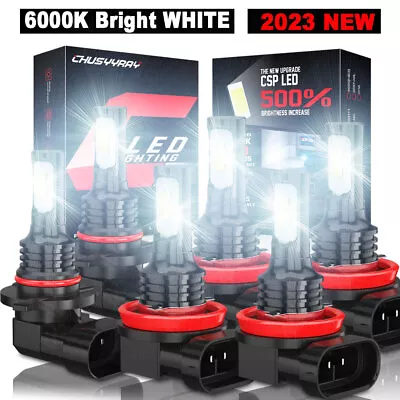 6 Combo 9005+H11+H11 LED Headlight Kit Fog Light Bulbs High Low Beam • $28.99