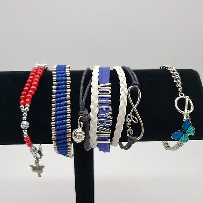 Lot Of 4 Bracelets Chain With Charm Beaded Wrap Bracelets Unmarked Volleyball • $6.80