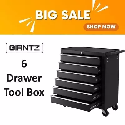 Tool Chest Trolley Roller Cabinet 6 Drawers Cart Mechanic Toolbox Storage Black • $187.27