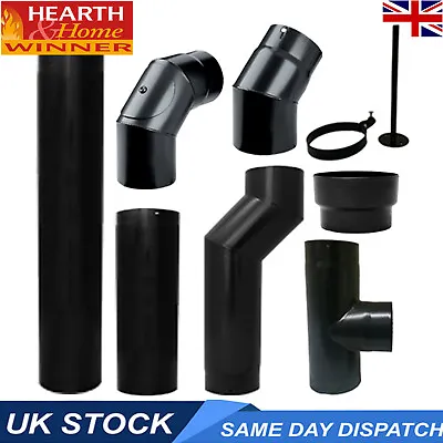 Chimney Flue Pipe Black Single Wall Pipe 5 Inch And 6 Inch Huge Range • £39