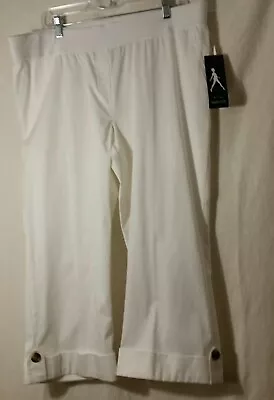 Born Naked Maternity Pants Knit Stretch Pants Cuffed White Crop Pants NWT • $8.50