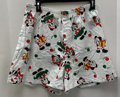 Vintage Disney Mickey Mouse Santa Cotton Boxer Shorts Sleep Christmas Size XL • $10.80