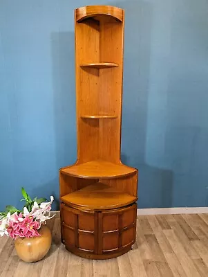 Nathan Teak Corner  Cabinet Tall Squares Mid Century Vintage Retro Shelves  • £175