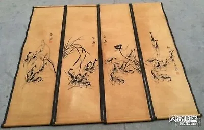 Chinese Old Calligraphy Painting Scroll  Qi Baishi Shrimps Painting  C321 • $40