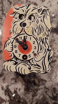 VINTAGE GERMAN PUPPY DOG MOVING EYES CLOCK NO KEY Hauser Movement • $69.99