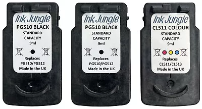 2x PG510 Black & 1x CL511 Colour Ink Cartridge For Canon PIXMA IP2700 Printer • £27.75