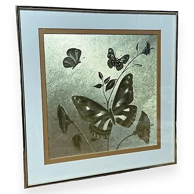 Optical Illusionary Butterflies Art Foil Print 80s Gold 18x18 Manifestations Inc • $39.95