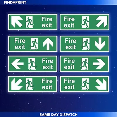 £2.49 • Buy Fire Exit Sign Vinyl Sticker - ALL SIZES - Emergency Escape Fire Drill, Safety