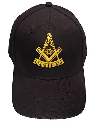 Freemason's Baseball Cap - Black Hat With Golden Past Master Masonic Symbol • $20.99