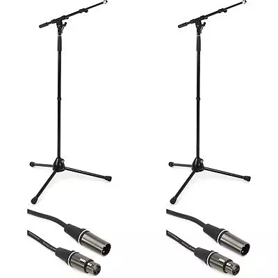 K&M KM21090 Mic Stand 2-pack + 2 Jumperz 25' Mic Cables • $259